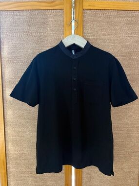 Lanvin Men's Dark Navy Short-Sleeve Henley Shirt